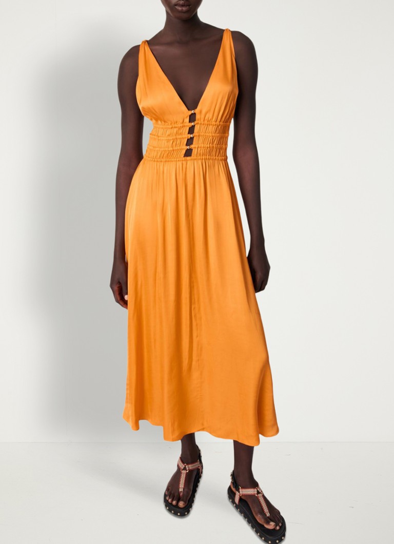 Midi Jurken Bijenkorf Maxi Jurk Maje Maxi Jurk Met V-hals • Oranje - Main Image