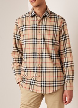 BURBERRY Chambers regular fit overhemd van flanel met ruitdessin