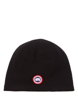 Canada Goose Fijngebreide muts in wolblend met logopatch