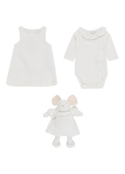 Chloé Gifset met knuffel en romper en geborduurd jurkje