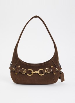 Coach Belted Ergo 26 schoudertas van suède