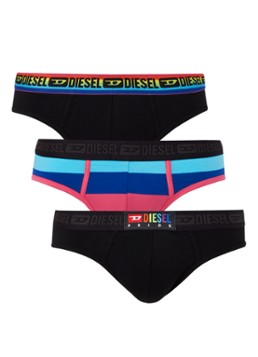Diesel Andre slips met details in regenboogdessin in 3-pack
