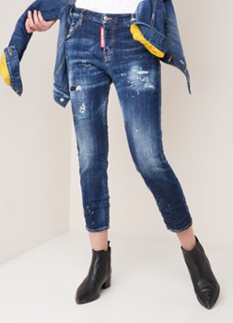 Dsquared2 Dsquared2 Cool Girl mid waist slim fit cropped jeans met ripped details en verfspetter