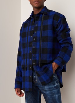 Dsquared2 Regular fit overhemd van wol met ruitdessin en ritssluiting