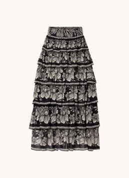 Farm Rok Farm Rio Pasley maxi rok met bloemenprint en volant • Zwart • de Bijenkorf