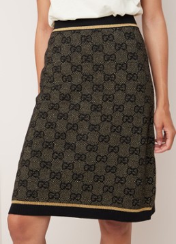 Gucci Midirok van wol met logodessin en lurex
