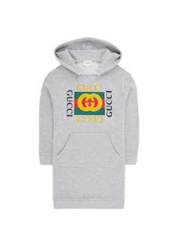 Gucci Sweaterjurk met capuchon en merkopdruk