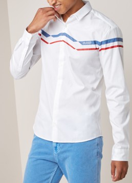 HUGO BOSS Ero3-W extra slim fit overhemd met streepdetail