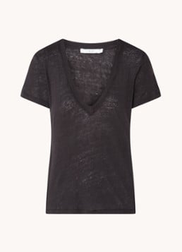Iro Rodeo IRO Rodeo T-shirt van linnen met V-hals • Antraciet • de Bijenkorf