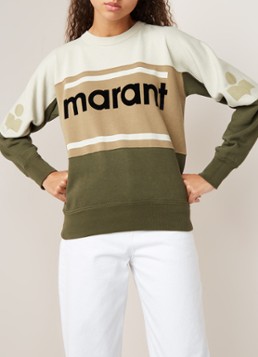 Isabel Marant Étoile Gallian sweater met colour blocking en flock logoprint
