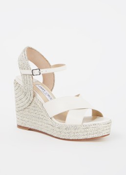 Jimmy Choo Dellena 100 sleehak van leer met raffia details • Zilver ...
