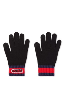 KENZO Handschoenen in wolblend met streepdetail en logo