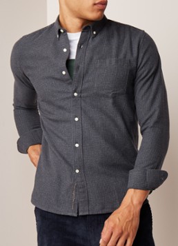 Knowledge Cotton Apparel Slim fit button down-overhemd met ruitdessin