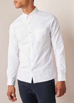 Knowledge Cotton Apparel Slim fit button down-overhemd met stretch