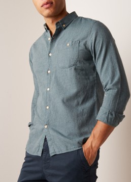 Knowledge Cotton Apparel Slim fit button down-overhemd van katoen