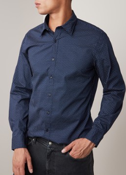 Michael Kors Riley slim fit overhemd met micro dessin