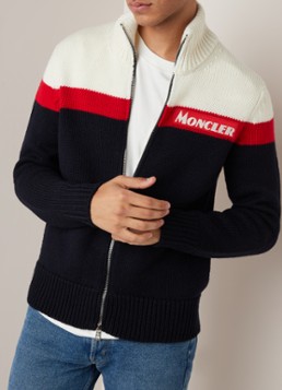 Moncler Grofgebreid vest met colour blocking en logopatch
