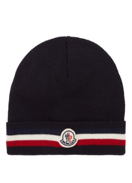 Moncler Muts van wol met logopatch