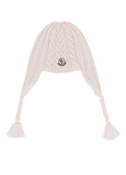 Moncler Muts van wol met structuur en strikkoord
