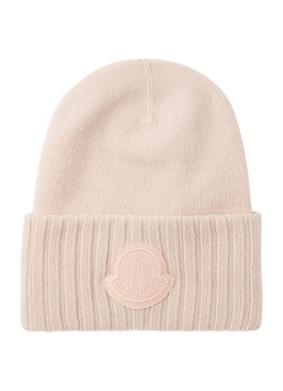 Moncler Ribgebreide muts van wol met logopatch