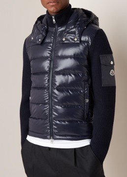 Moncler Vest van wol met doorgestikt voorpand en capuchon