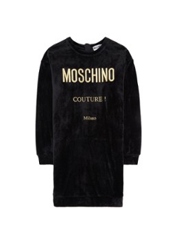 Moschino Sweaterjurk van velours met logoborduring