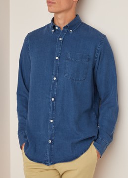NN07 Levon regular fit button down-overhemd van tencel