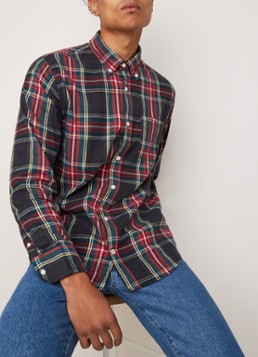 NN07 Levon regular fit overhemd van flanel met ruitdessin