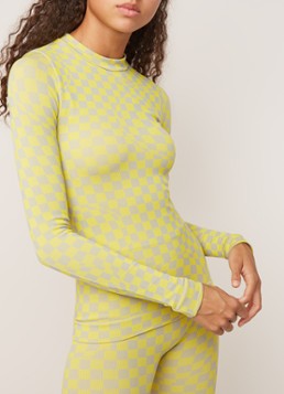 Off-White Fitted top met lage col en ruitdessin
