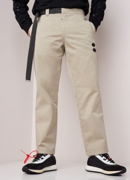 Off-White Straight fit cropped chino van twill met logoriem