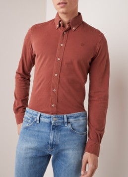 Profuomo Ori regular fit button down-overhemd van piqué katoen