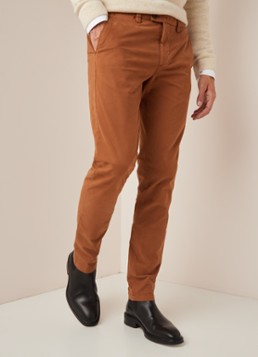 Profuomo Slim fit chino van katoen met garment dye