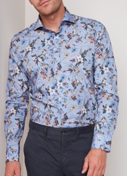 Profuomo Slim fit overhemd met bloemendessin