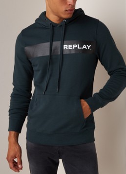 Replay Hoodie van katoen met logoprint