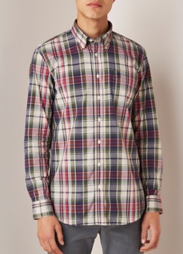 River Woods Custom fit button down-overhemd met ruitdessin