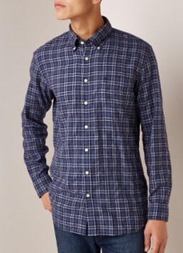 River Woods Custom fit button down-overhemd met ruitdessin