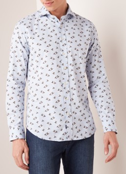 River Woods Slim fit overhemd met vogeldessin