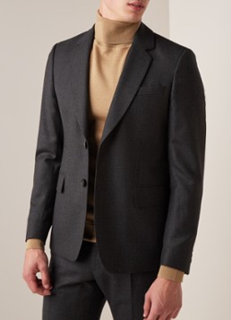 Sandro Slim fit colbert van wol met micro pied-de-poule dessin
