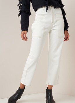 Stella McCartney Stella McCartney 7/8 high waist boyfriend fit jeans met contrasterend stiksels
