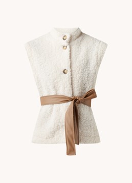 Studio Anneloes Pepita gilet van teddy met imitatieleren strikceintuur ...