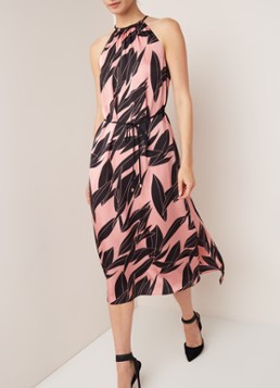 Ted Baker Leahla halterjurk van satijn met bladdessin