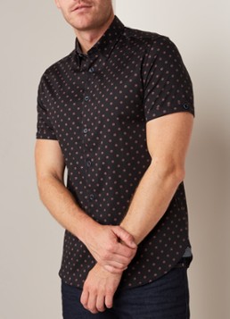 Ted Baker Lliam regular fit overhemd met bloemendessin en korte mouw