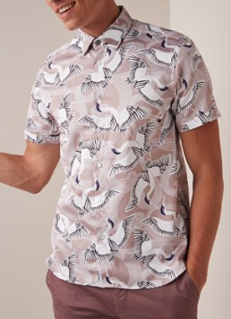 Ted Baker Ozcar regular fit overhemd met vogeldessin