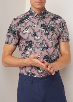 Ted Baker Stefan regular fit overhemd met bloemendessin en korte mouw