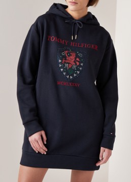 Tommy Hilfiger Kristal trui-jurk met capuchon en strass