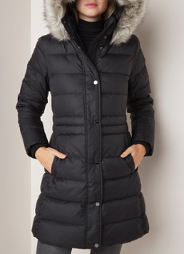 Tommy Hilfiger New Tyra donsjack met afneembare capuchon en imitatiebontkraag