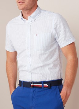 Tommy Hilfiger Slim fit overhemd met streepdessin en korte mouw