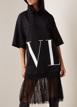 Valentino Trui-jurk met logoprint en inzet van kant