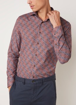 Van Gils Exan slim fit overhemd met retro dessin