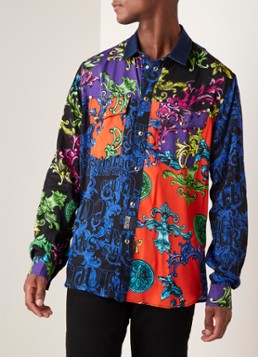 Versace Jeans Couture Regular fit overhemd met barokdessin en denim kraag